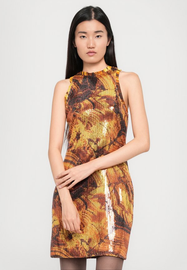 Roberto Cavalli DRESS TIGEREYE PRINTED ON ALL OVER PAILLETTES