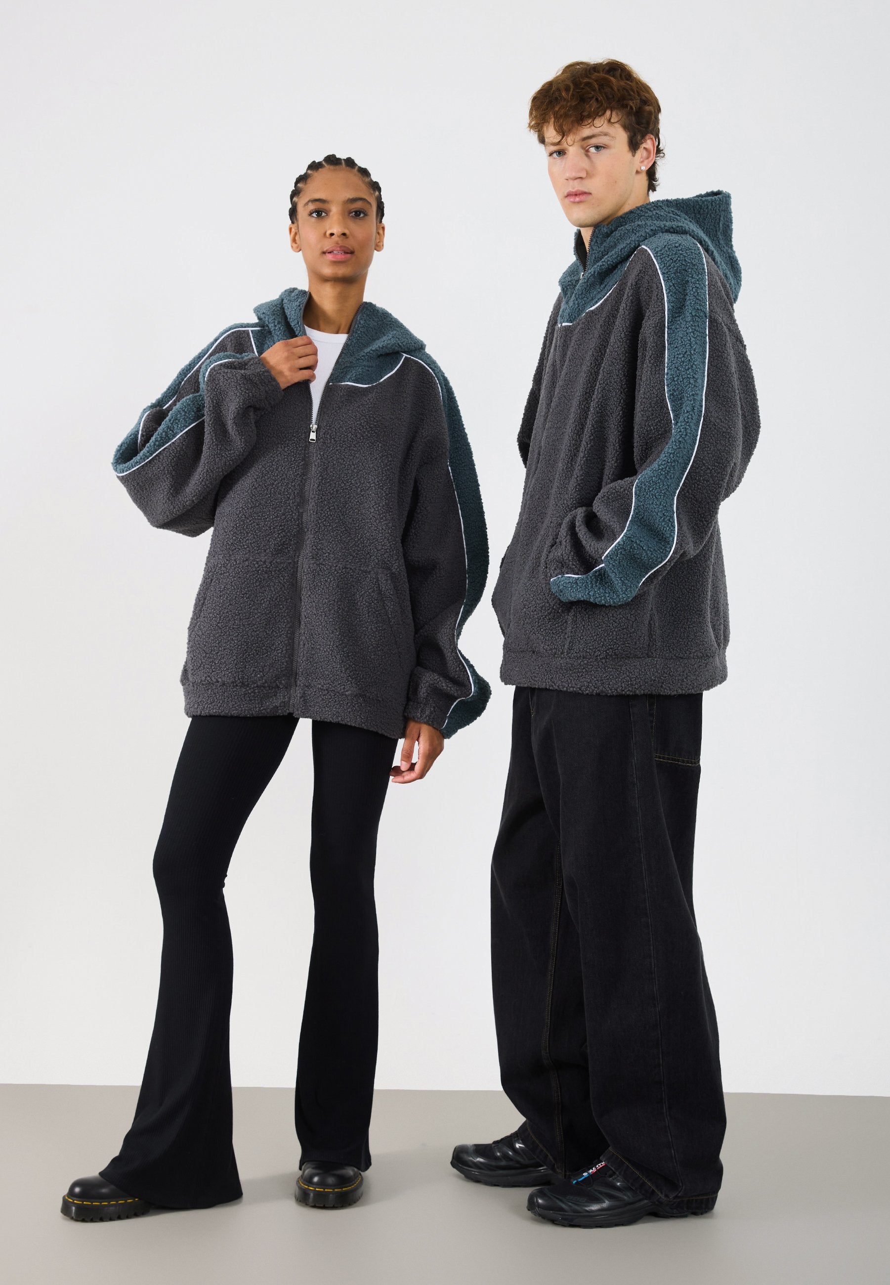 YOURTURN UNISEX FLEECE RELAXED FIT BALACLAVA HOODIE