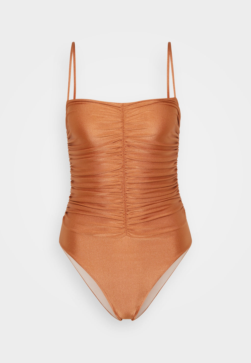ADRIANA DEGREAS SOLID FRILLED STRAPS SWIMSUIT