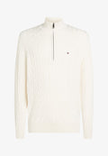 Tommy Hilfiger CLASSIC CABLE ZIP MOCK - Jumper - ivory petal