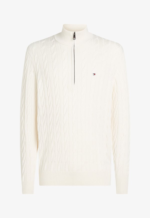 Tommy Hilfiger CLASSIC CABLE ZIP MOCK - Jumper - ivory petal