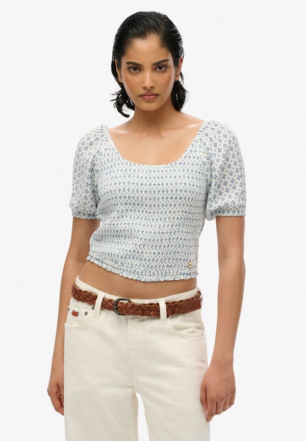 Superdry & Co SMOCKED - Blouse - diamond tile blue