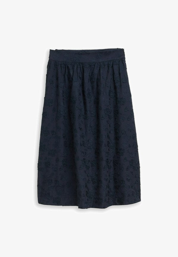 TOM TAILOR HIGH WAIST MIDI-MIT STICKEREI - A-line skirt - sky captain blue