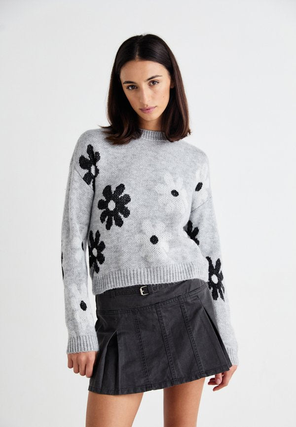 ONLY Jumper - light grey melange/black/white