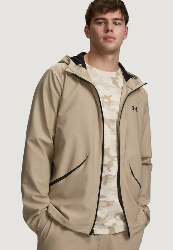 Under Armour UNSTOPPABLE WOVEN - Zip-up sweatshirt - beige