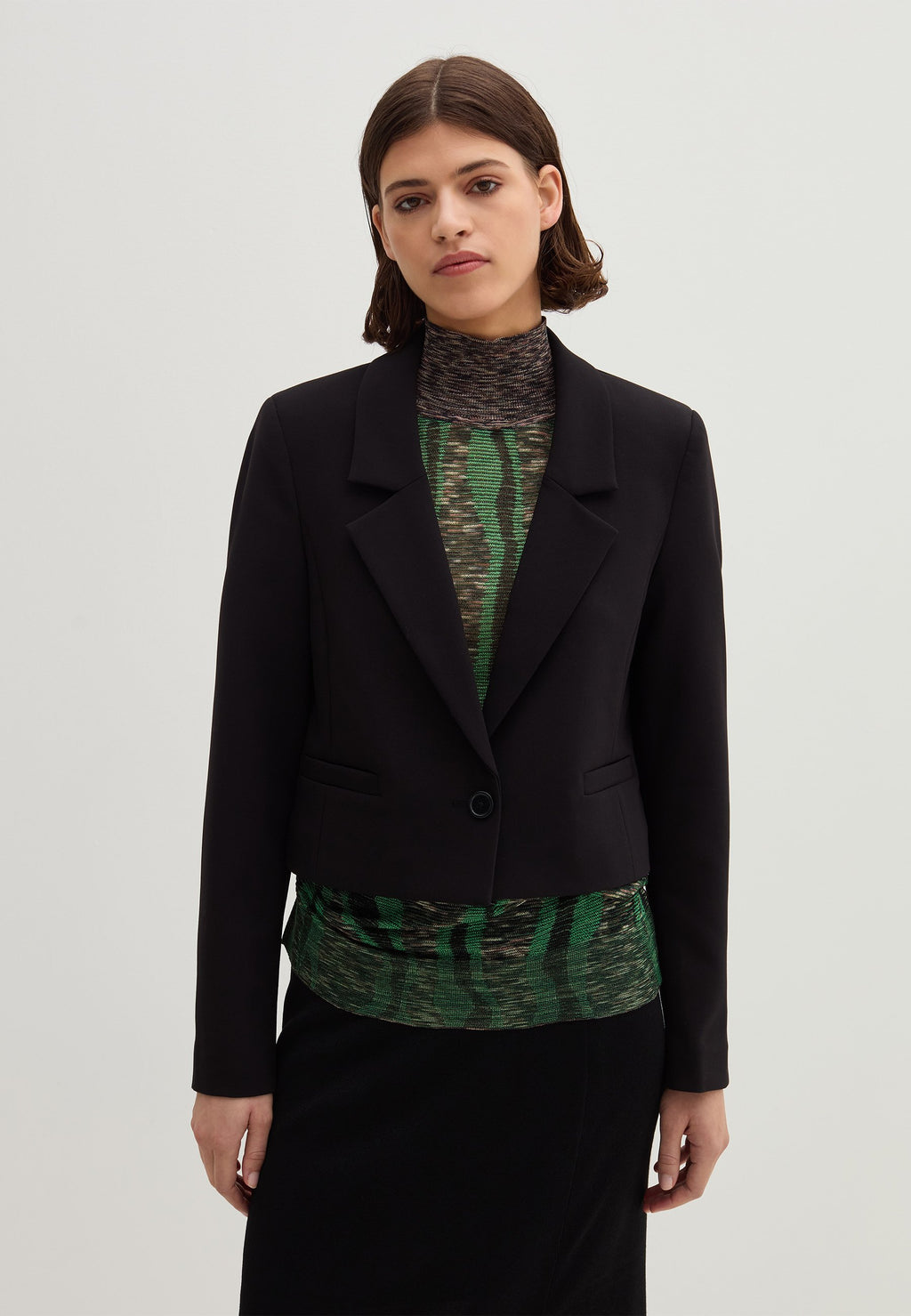 Stefanel CROPPED SINGLE-BREASTED IN LAYERED CRÊPE
