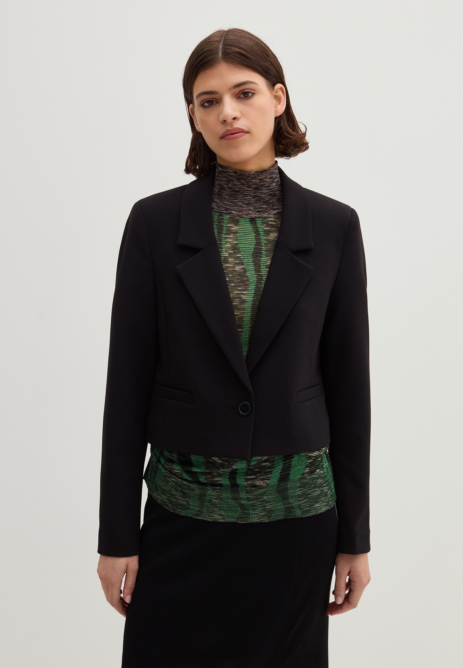 Stefanel CROPPED SINGLE-BREASTED IN LAYERED CRÊPE