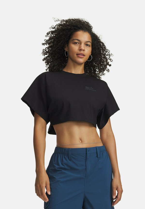 Under Armour CROPPED SCRIPT - Sports T-shirt - ultimate black