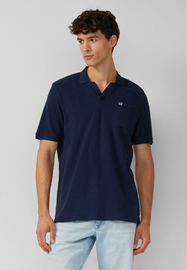 s.Oliver MIT STRUKTUR-STREIFEN UND OFFENEM KRAGEN - Polo shirt - navy