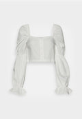 IN THE STYLE BILLIE FAIERS WHITE PUFF SLEEVE PEARL BUTTON