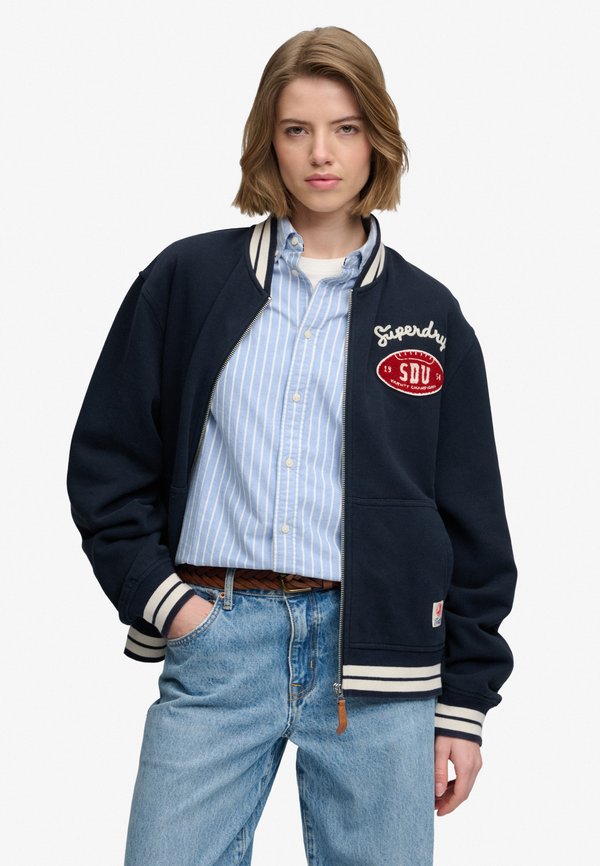 Superdry & Co SUPERDRY COUNTRY CLUB JERSEY BOMBER JACKET.. - Zip-up sweatshirt - eclipse navy