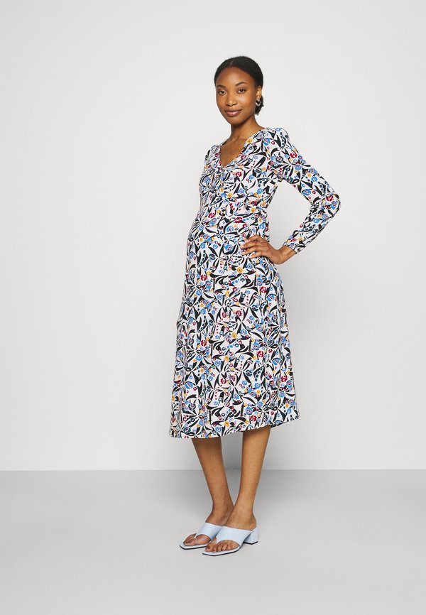 Glamorous Bloom V NECK ASYMMETRIC BUTTON THROUGH MIDI DRESS