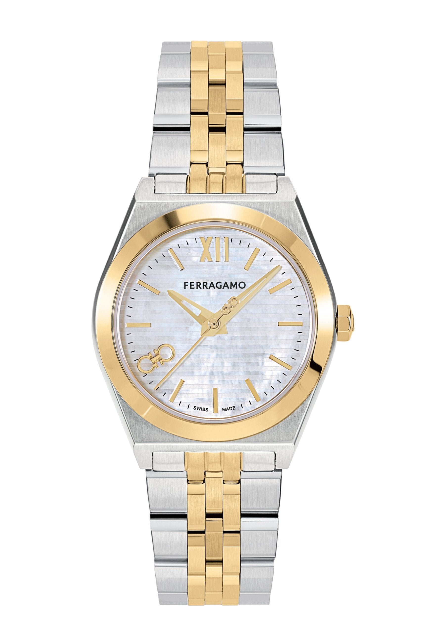 WATCH VEGA DUO 28MM QTZ C/BICO SS IPCH D/WHITE MOP B/BICO SS Media 1