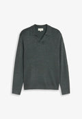 TOM TAILOR SOFT KNIT POLO - Long sleeved top - darkest olive melange