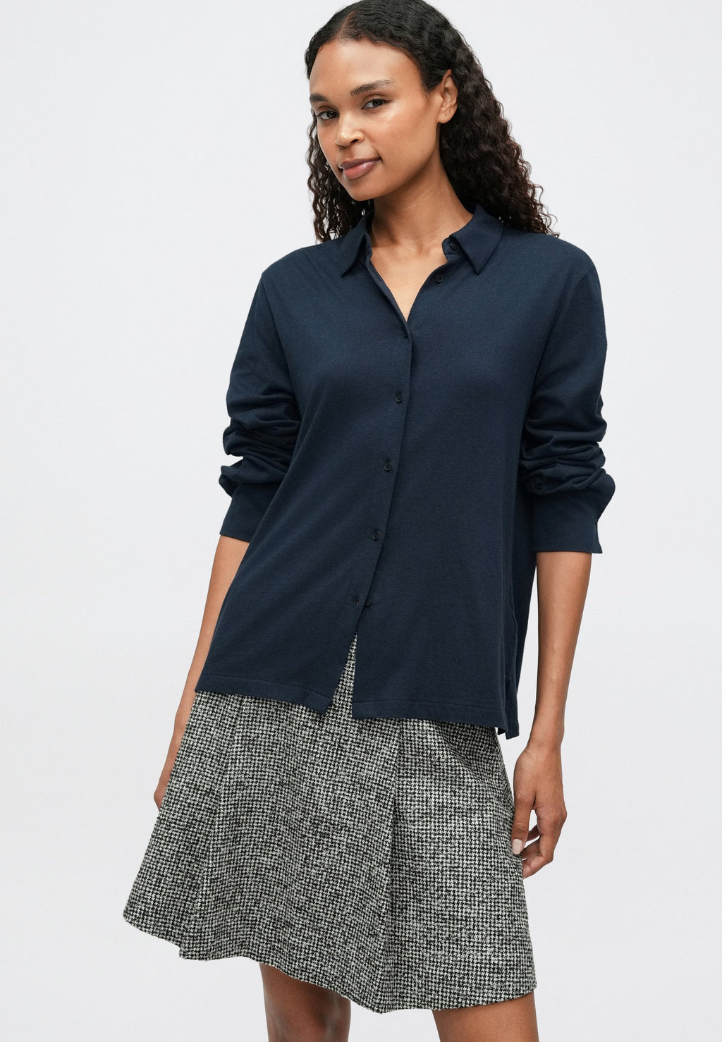 FESTIVE RELAXED HOUNDSTOOTH WOOL BLEND MINI SKIRT Media 5
