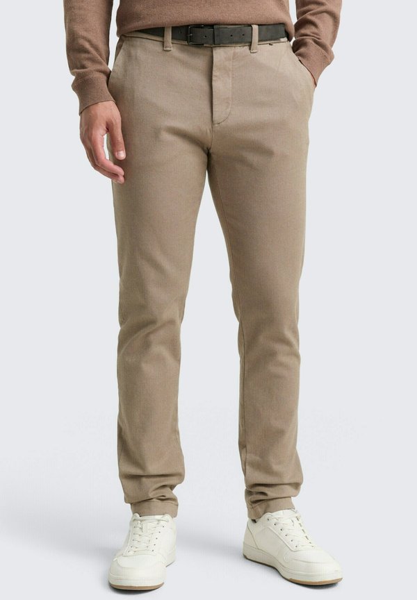 TOM TAILOR TRAVELER SLIM - Chinos - beige brown zig zag structure