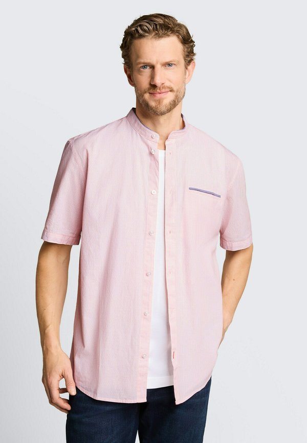 TOM TAILOR TOM TAILOR BLUSEN & SHIRTS REGULAR FIT KURZARMHEMD MIT STEHKRAGEN - Shirt - red white small stripe