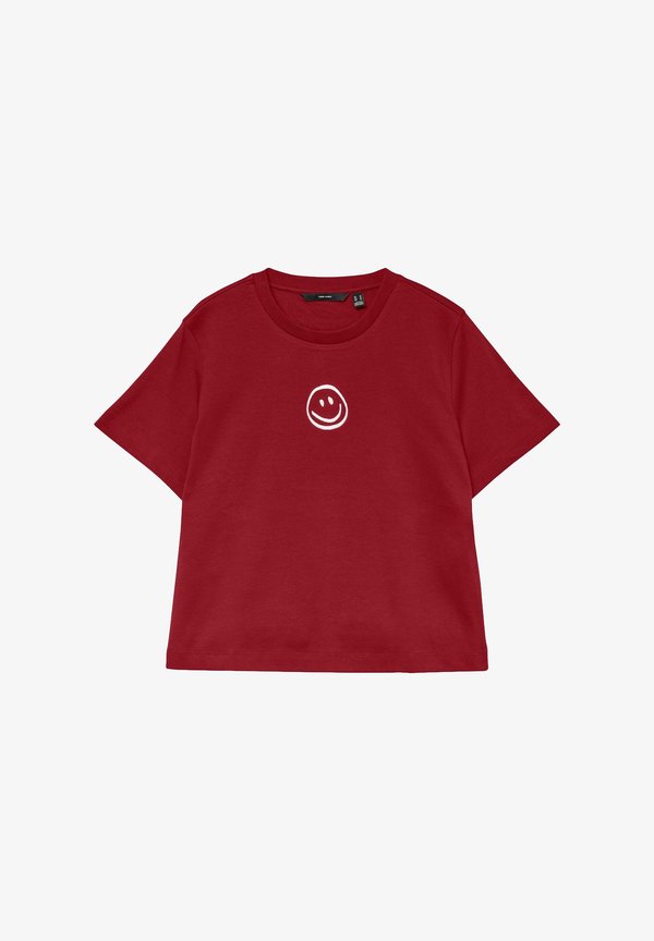 Vero Moda VMSARA METTE SS TOP BOX JRS NOOS - Print T-shirt - biking red