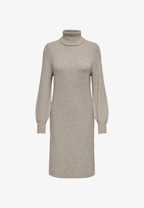 ONLY ONLSASHA ROLLNECK DRESS - Jumper dress - mocha meringue detail w melange