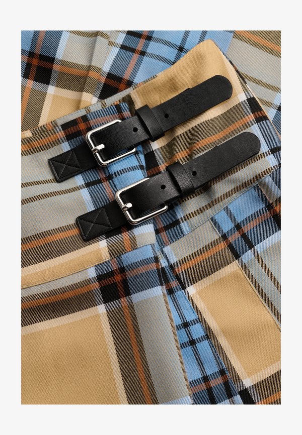 Superdry & Co SUPERDRY - Pleated skirt - blue beige check