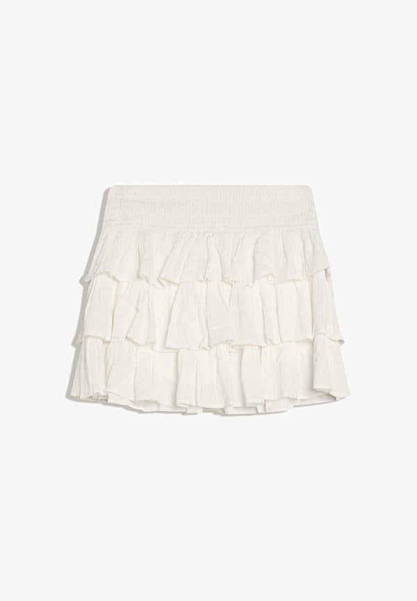 Bershka SPARKLY RUFFLED - MINI SKIRT - Pleated skirt - white