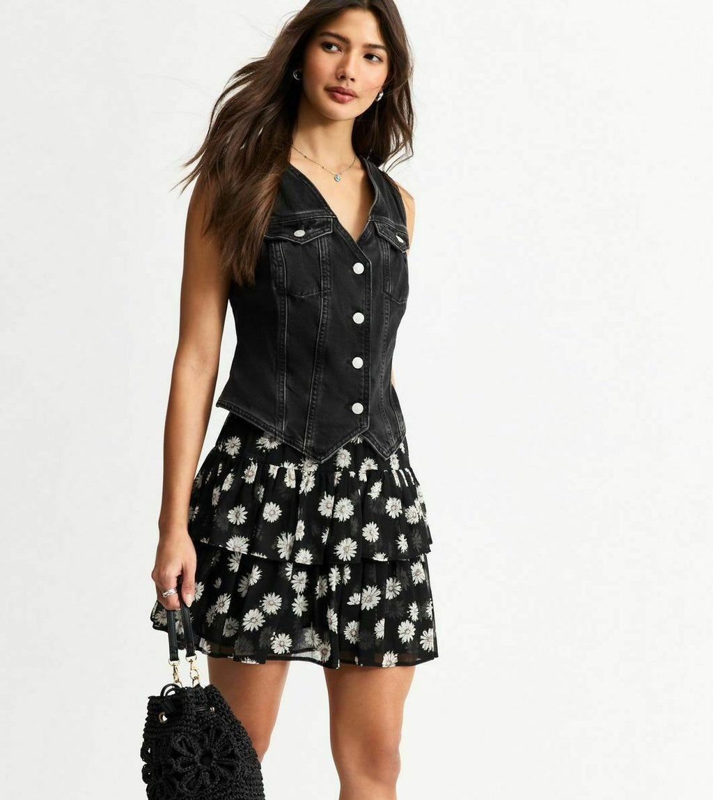 New Look DAISY PRINT RUFFLED MINI
