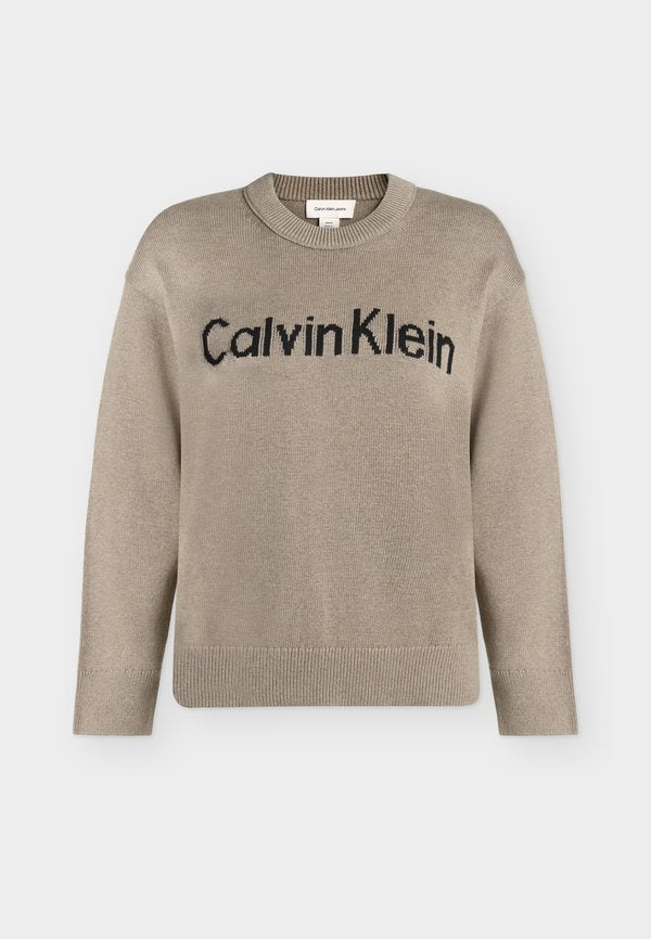 Calvin Klein Jeans CONTRAST LOGO SWEATER - Jumper - shiitake melange