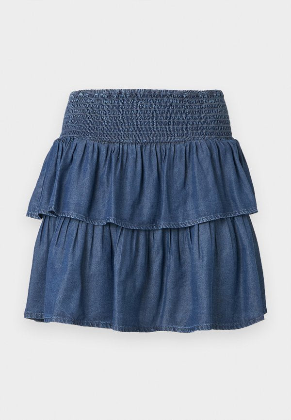 ONLY ONLCHARIS LIFE SMOCK - Mini skirt - dark blue denim