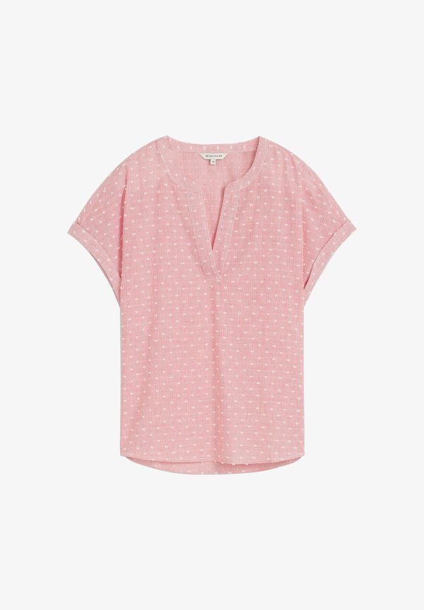 TOM TAILOR TOM TAILOR BLUSEN & SHIRTS LOOSE FIT BLUSE MIT STICKEREI - Blouse - red dobby stripe