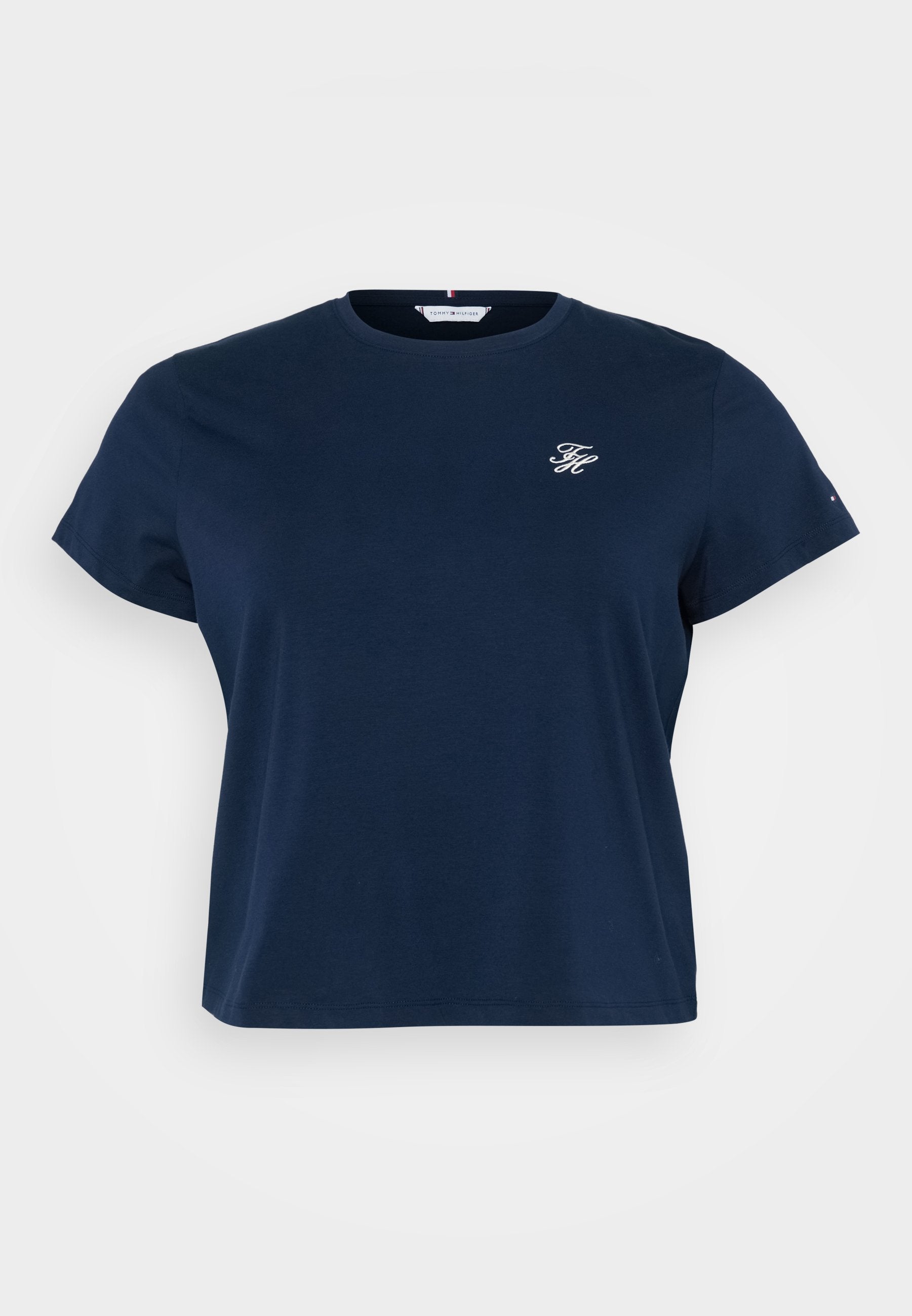 CURVE LOGO EMBROIDERY JERSEY CREW NECK T-SHIRT Media 1