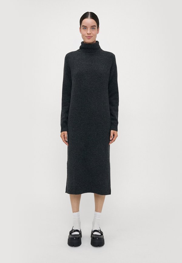 Vero Moda Tall VMBOOM ROLLNECK DRESS - Jumper dress - dark grey melange