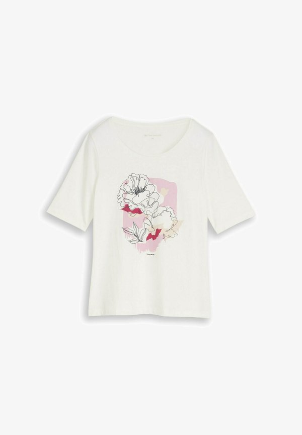TOM TAILOR T-SHIRT CREW NECK WITH PRINT - Print T-shirt - whisper white