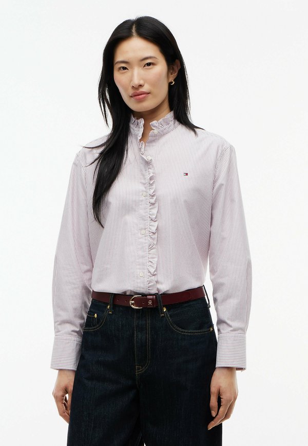 Tommy Hilfiger OXFORD RUFFLES RELAXED LS SHIRT - Button-down blouse - classic ithaca stp burgundy