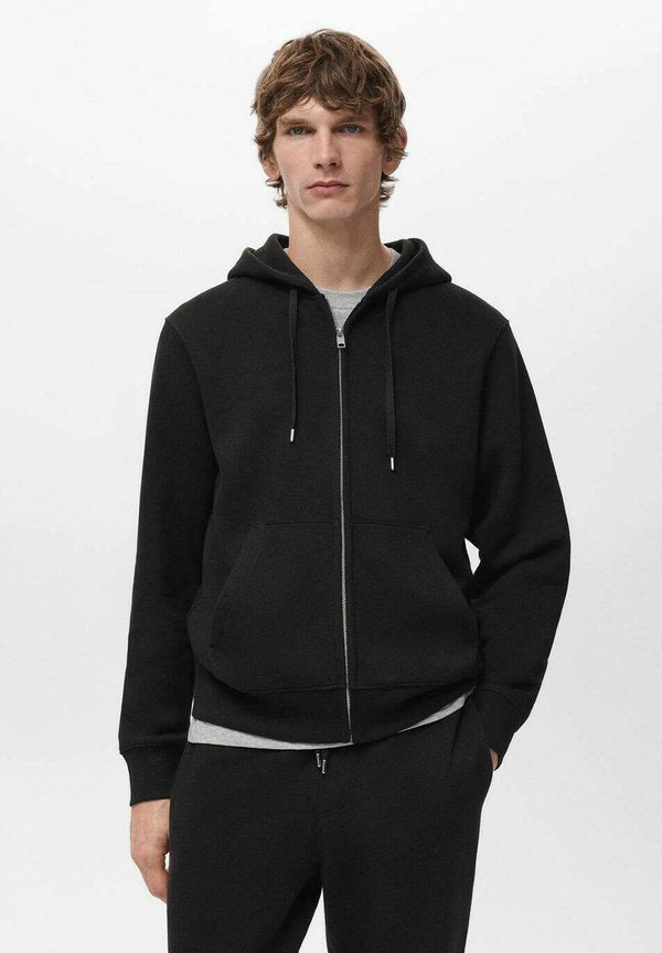 Mango Zip-up sweatshirt - black