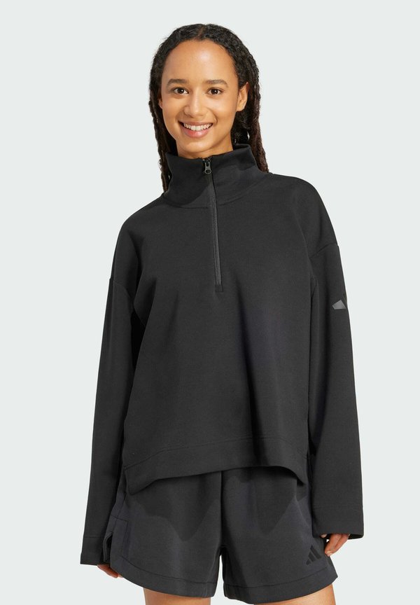 adidas Sportswear SOFT LUX QUARTER ZIP - Sweatshirt - black
