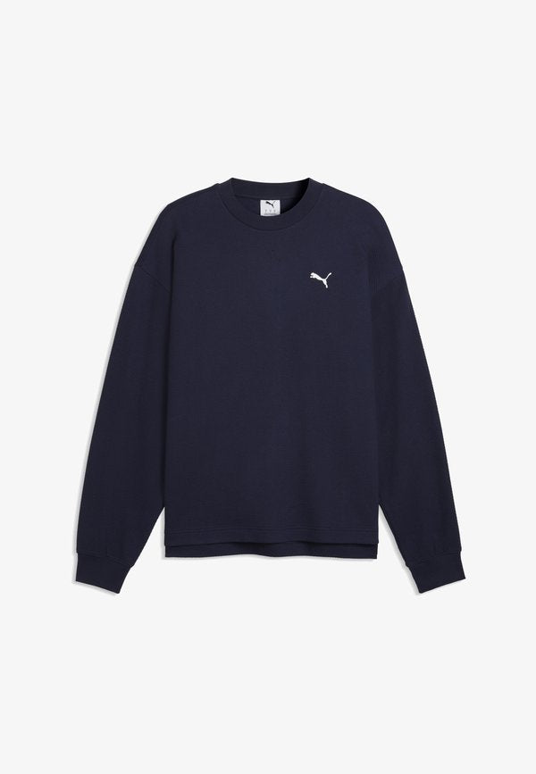 Puma ESSENTIALS ELEVATED RELAXED MATERIAL CREW SWEATSHIRT - Sweatshirt - navy