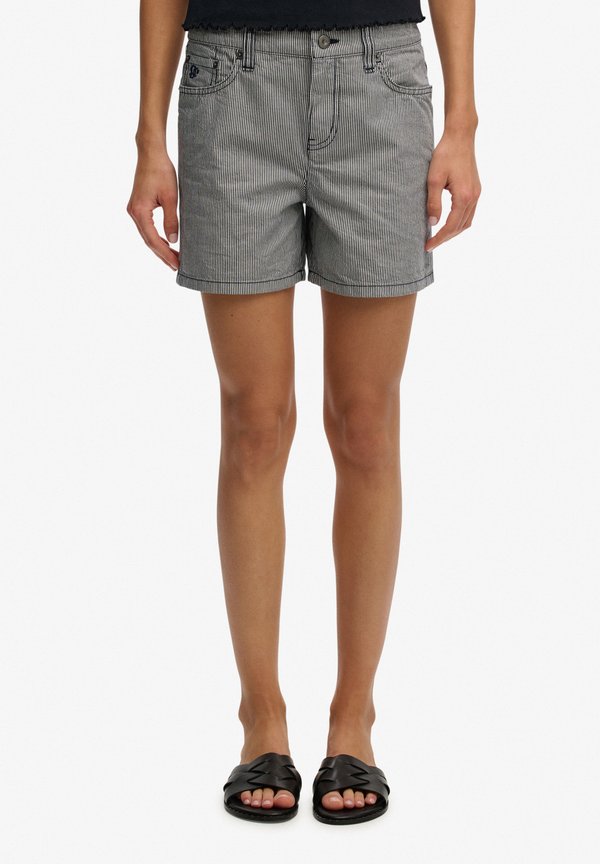 Superdry & Co SUPERDRY MID RISE STRIPE SHORTS.. - Shorts - deep navy hickory stripe