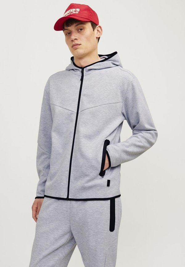 Jack & Jones Zip Plain Zip - Zip-up sweatshirt - light grey melange detail new lgm