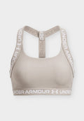 Under Armour MID T BACK - Medium support sports bra - timberwolf taupe/white