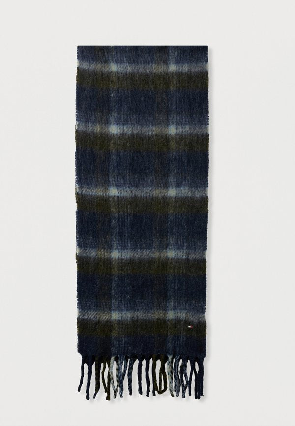 Tommy Hilfiger CHECK WOOL BLEND SCARF - Scarf - dark blue