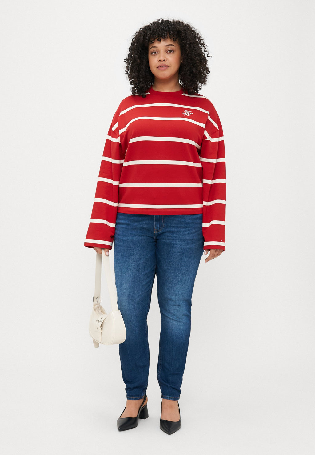 CURVE LOGO EMBROIDERY TERRY CREW NECK SWEATSHIRT Media 2