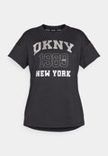 DKNY RHINESTUD LOGO DROP SHOULDER SHORT SLEEVE LEGGING TEE