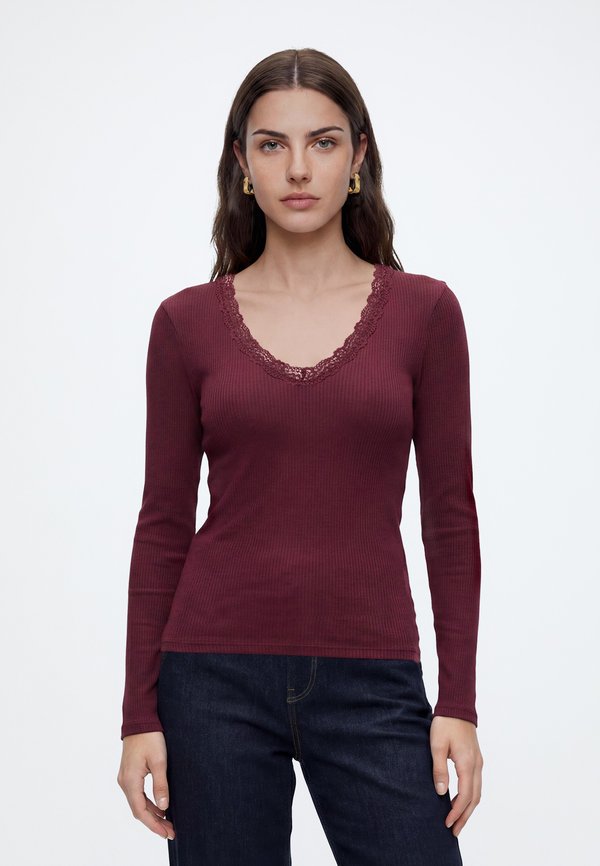ONLY ONLSARA SHARAI - Long sleeved top - burgundy