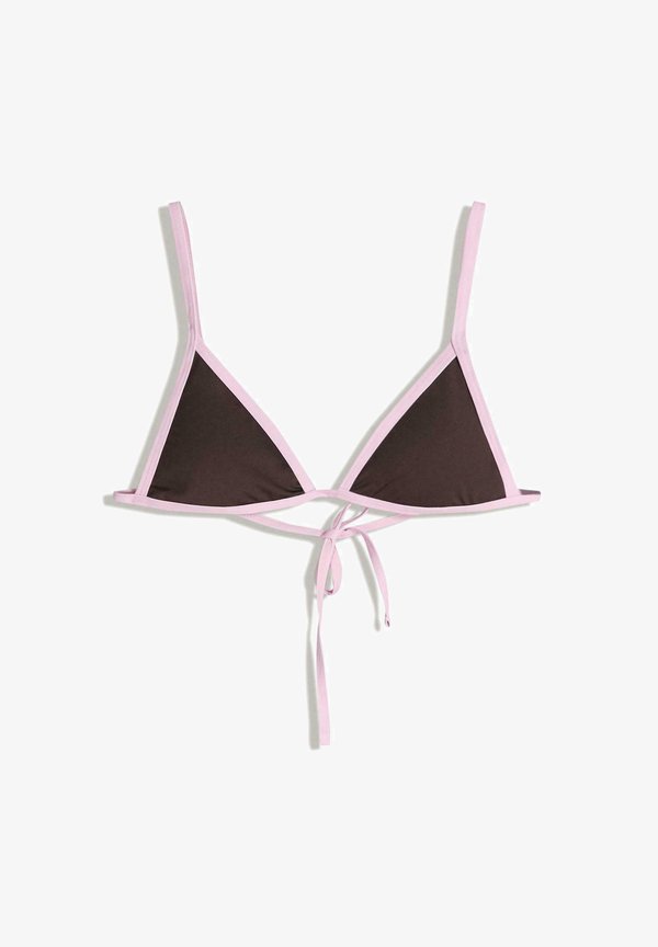 Bershka CONTRAST TRIANGLE - BIKINI TOP - Bikini top - dark brown