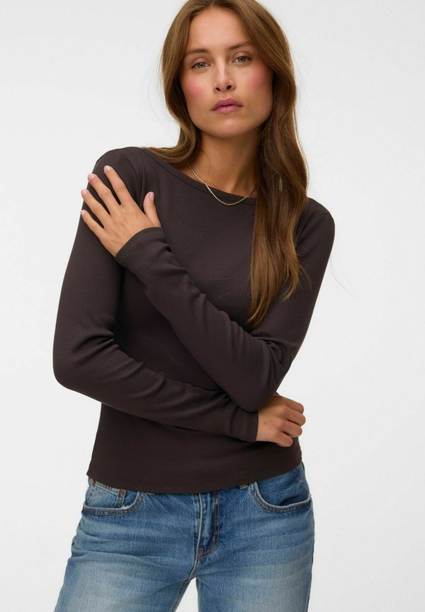 Vero Moda T-SHIRT AWTHEA TOP - Long sleeved top - chocolate torte