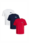 Jack & Jones 3ER PACK CORP - Print T-shirt - weiß blau rot