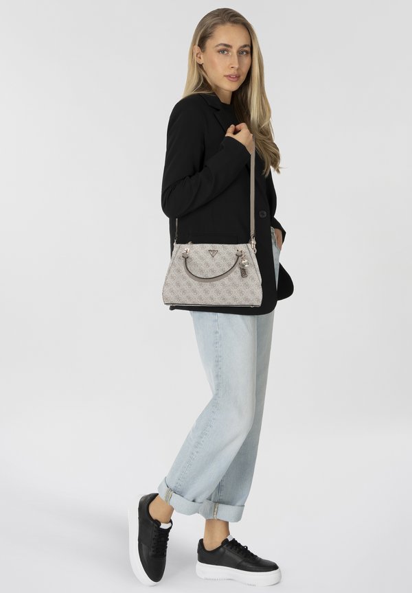 Guess NOELLE LUXURY SATCHEL - Handbag - dark taupe logo