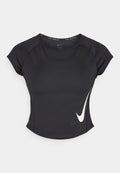 Nike Performance TEMPO RUN - Sports T-shirt - black/white/reflective silver-coloured