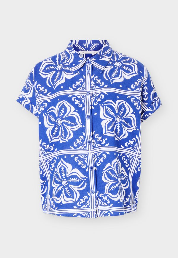 TOM TAILOR BLOUSE SHORTSLEEVE  - Button-down blouse - blue