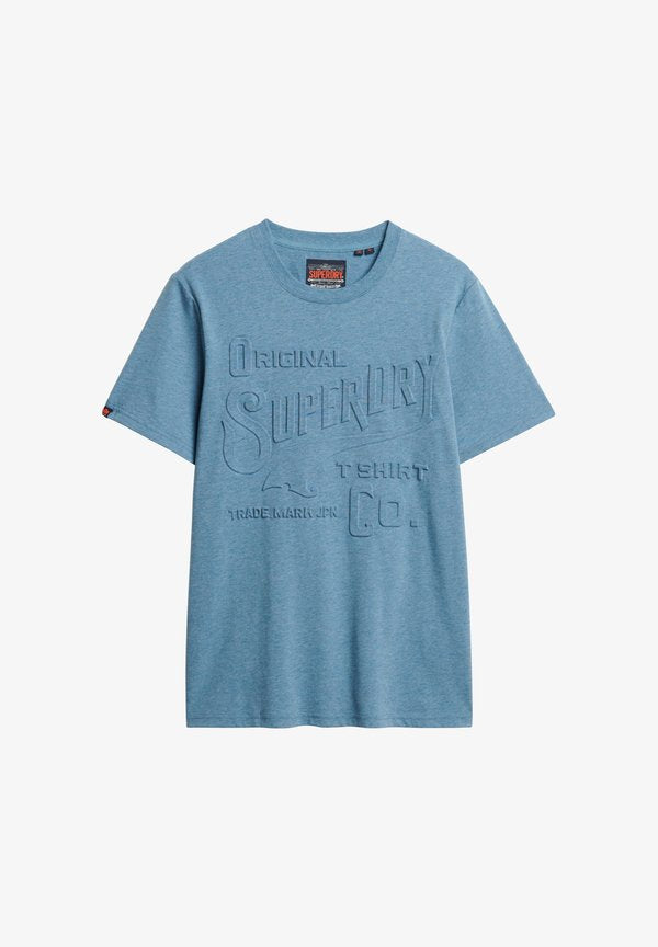 Superdry & Co WORKWEAR EMBOSSED - Print T-shirt - pottery blue marl
